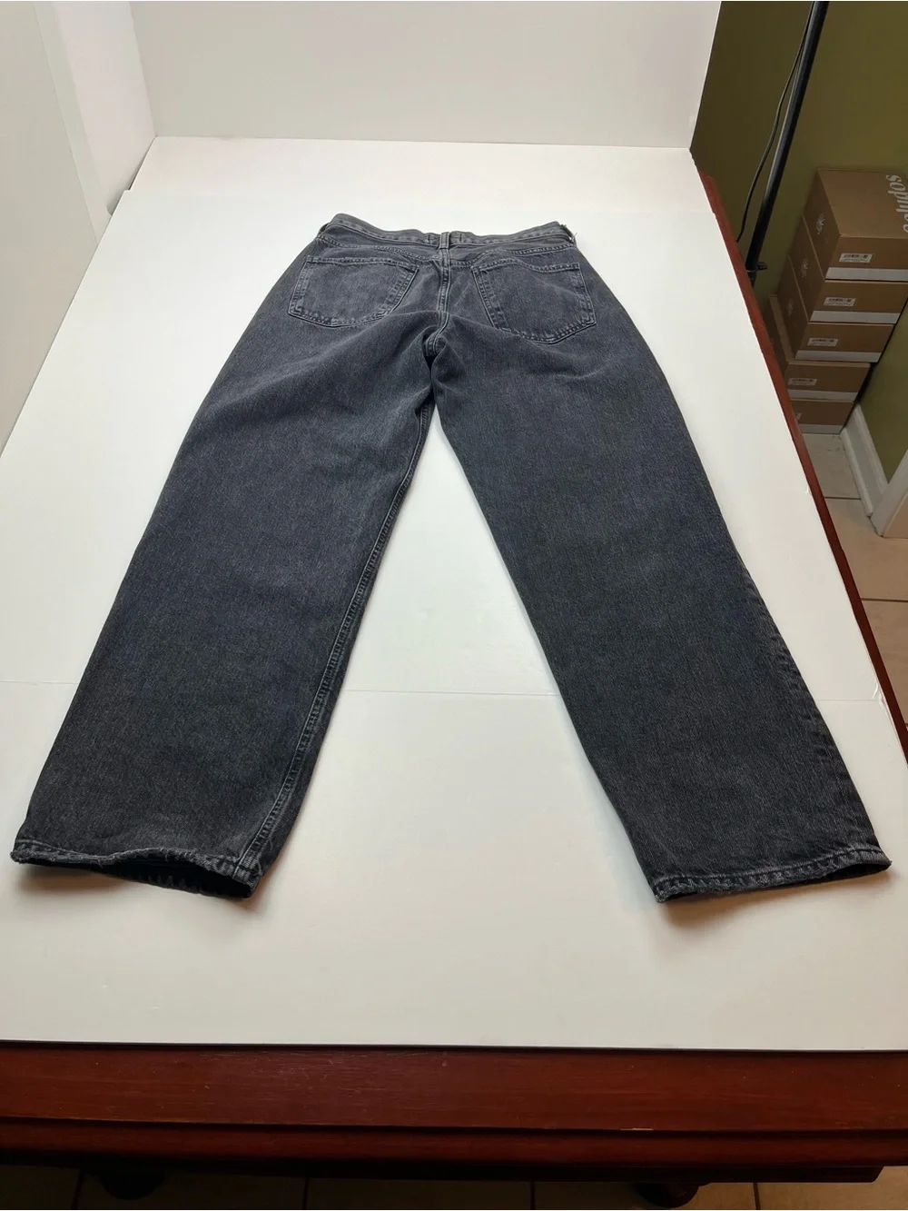Agolde Criss Cross Denim Jean Asymmetrical Faded Black Pockets‎ Womens Size 27